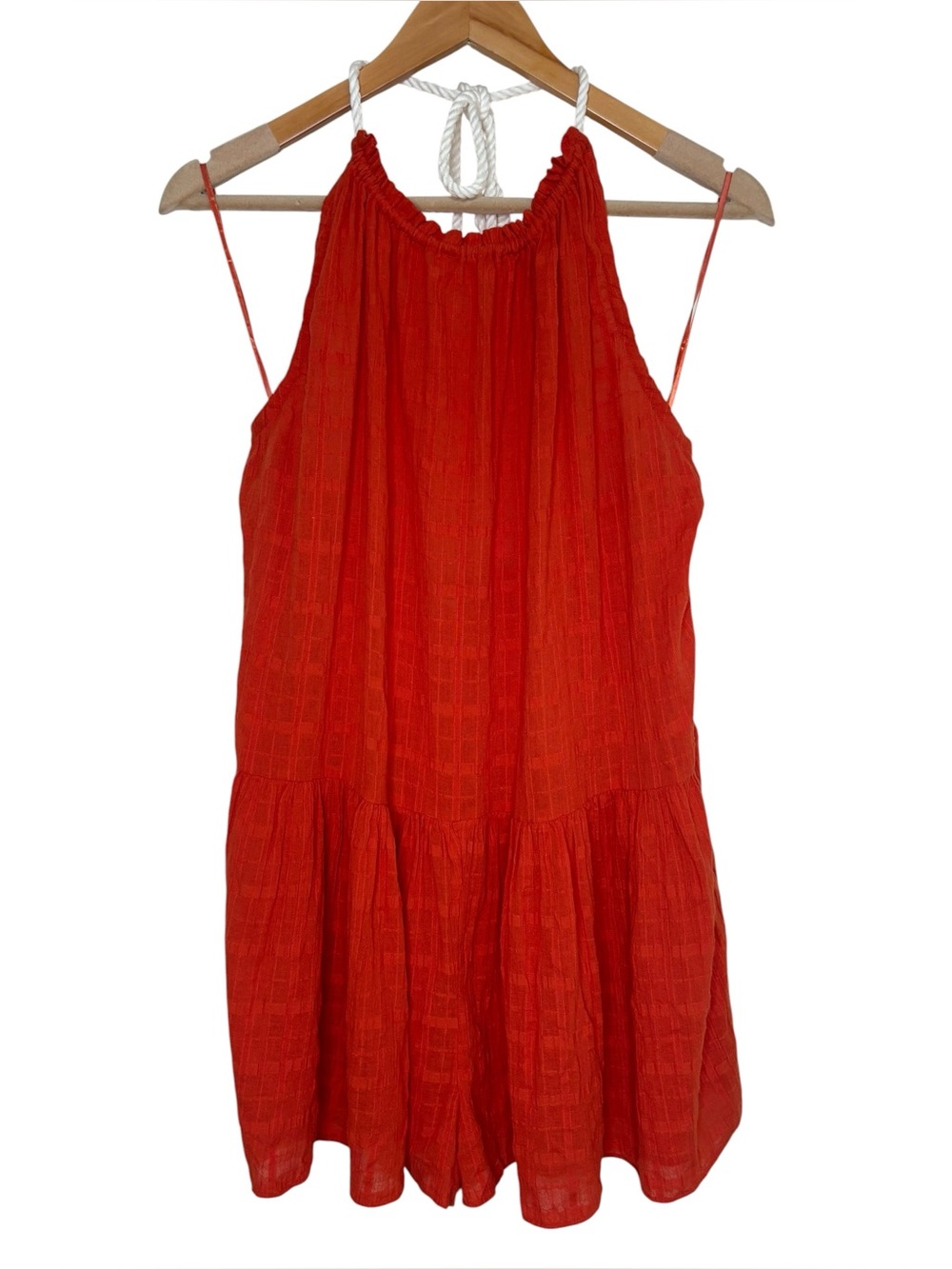 NWT Madewell romper orange flowy white rope tie lightweight size xlarge